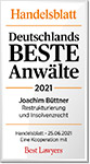 BRRS Rechtsanwälte Auszeichnung "Deutschlands Beste Anwälte" Handelsblatt 2021